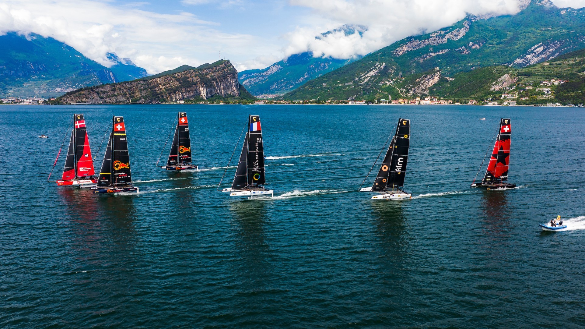 Practice racing today. Yacht racing backdrops don't come more dramatic than on Lake Garda