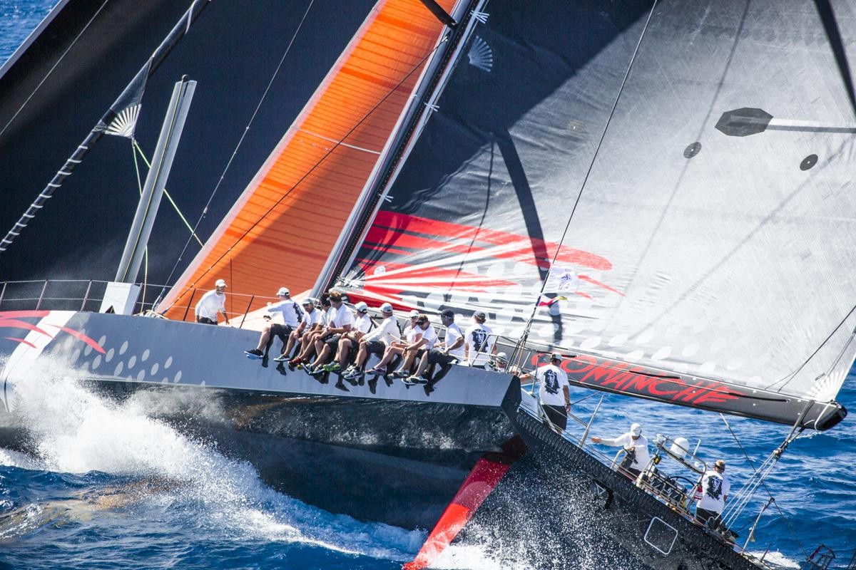 Below: Comanche is favourite to win the IMA Trophy - a fine vintage silver cup presented by the IMA and awarded to the first monohull © ELWJ Photograp