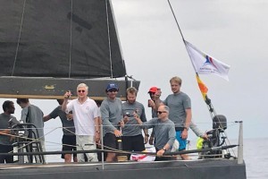 Jens Kellinghusen's Ker 56 team on Varuna IV celebrate completing the Antigua Bermuda Race
