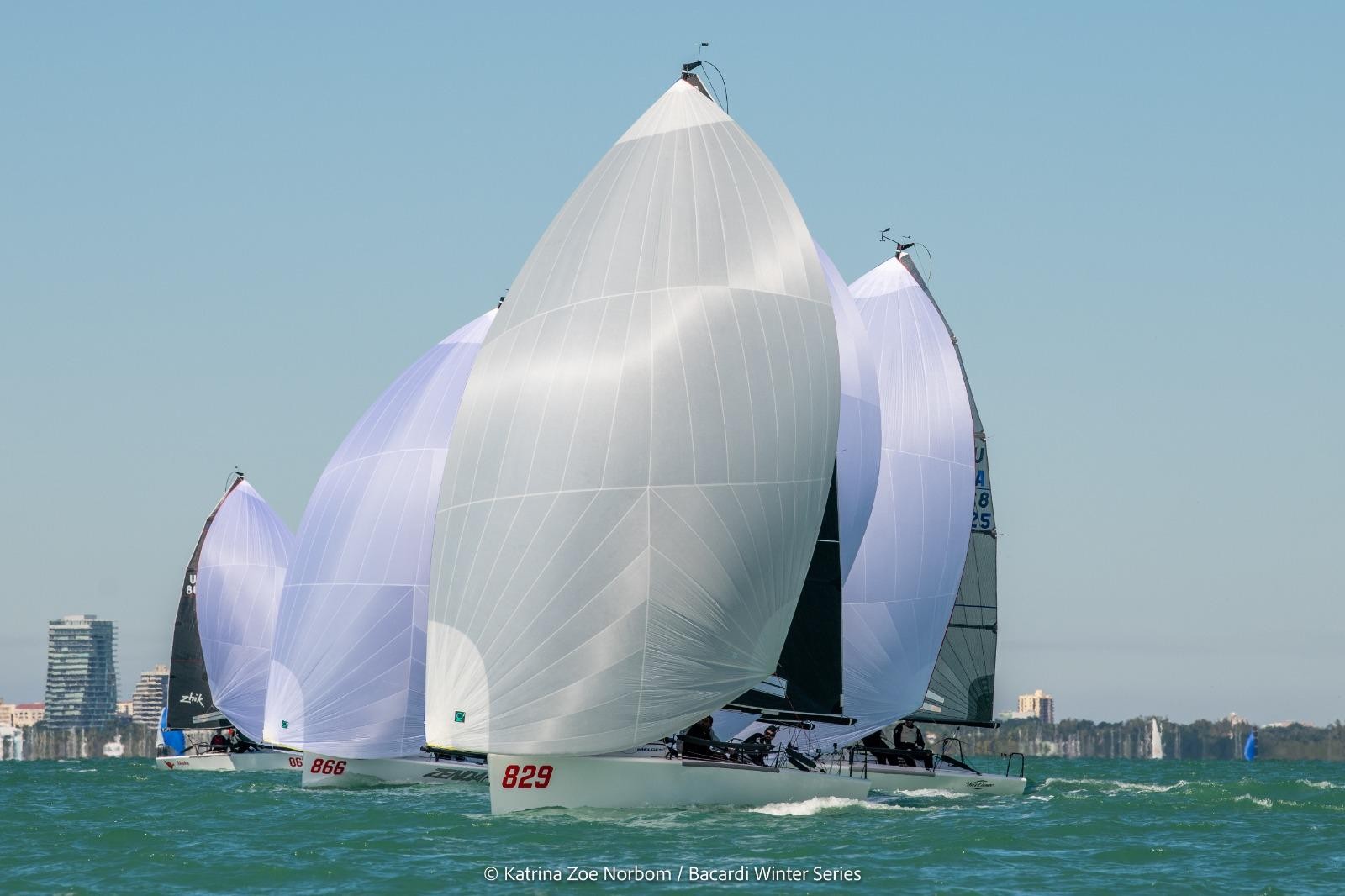 The Miami breeze crowns j/70, Melges 24 and 69F winners in a light wind conclusion to Bacardi Winter Series event 2