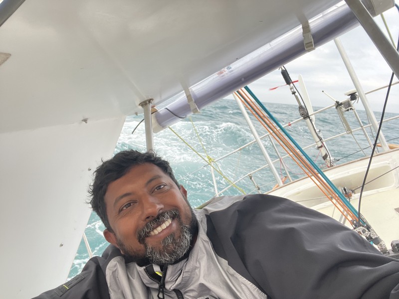Abhilash Tomy (IND) sailed past the infamous Cape Horn for the second time. Credit: Abhilash Tomy / GGR2022
