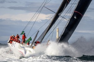 Peter and David Askew’s V070 Wizard heads for home after rounding Fastnet Rock