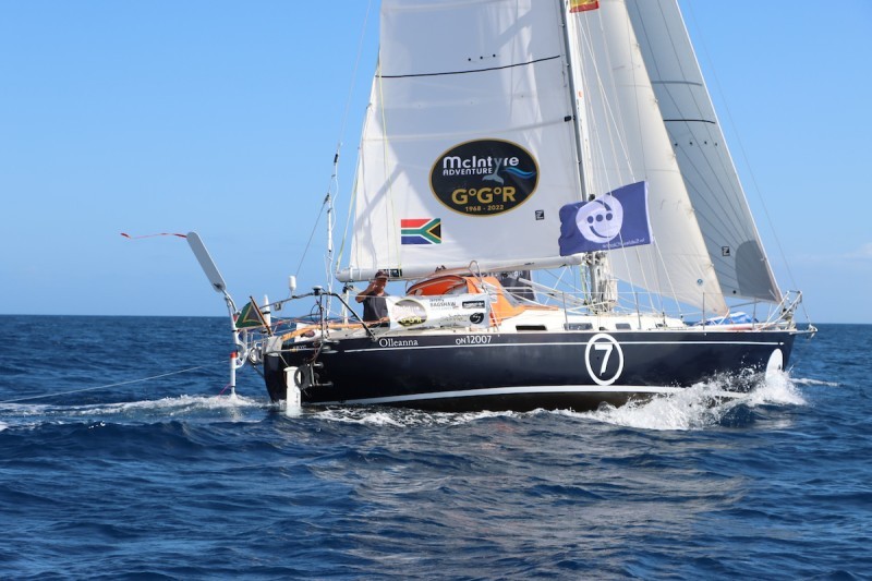 Skipper Jeremy Bagshaw arriving at the waypoint on Lanzarote, Rubicon Marina September 18th in 10th position. Credit: GGR22 / Nora Havel