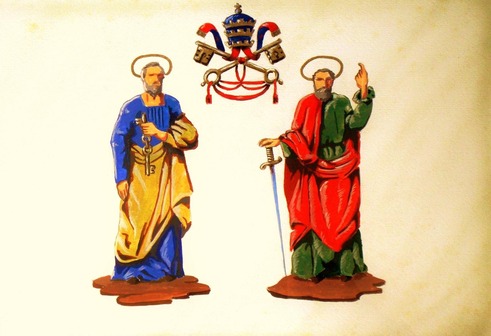 Bandiera navale della Marina Pontificia con i Santi Pietro e Paolo