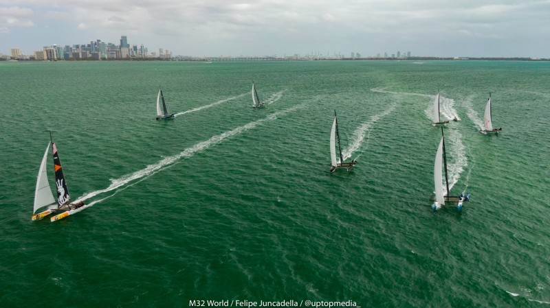 Downwind fleet at the Miami winter series in Miami. Photo: m32world/Felipe Juncadella/Uptop