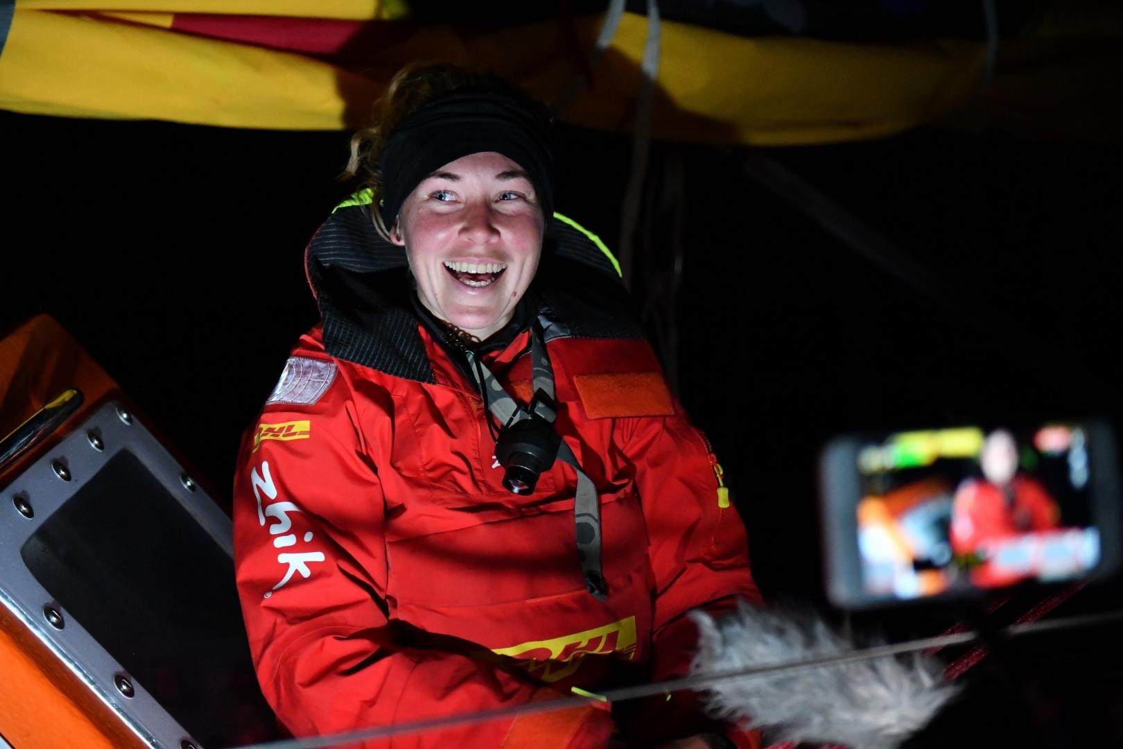 Susie Goodall in good form last night after arriving at the Hobart pit-stop in 4th place