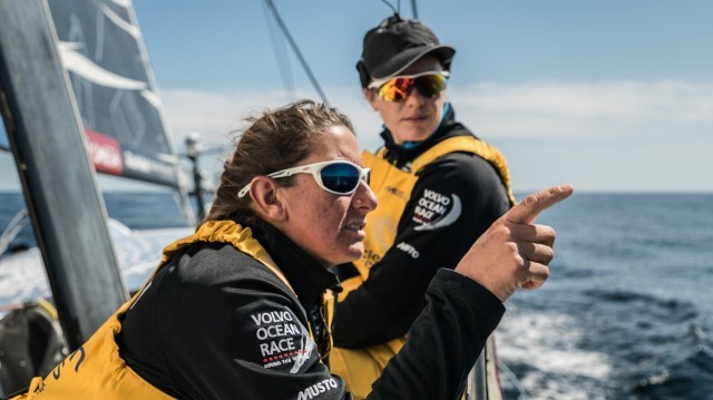 Leg 11, from Gothenburg to The Hague, day 03 on board Turn the Tide on Plastic. Francesca Clapcich and Dee Caffari chat. 23 June, 2018. Rich Edwards/Volvo Ocean Race