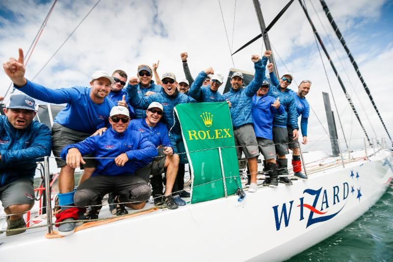 Celebrations on Wizard after completing the Rolex Fastnet Race in Plymouth