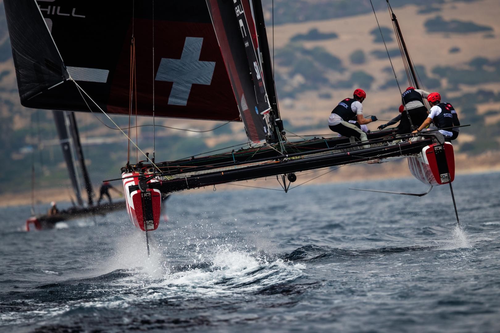 The defending champions Alinghi were OCS in the first race but comfortably led both attempts at a race two. Photo: Sailing Energy / GC32 Racing Tour