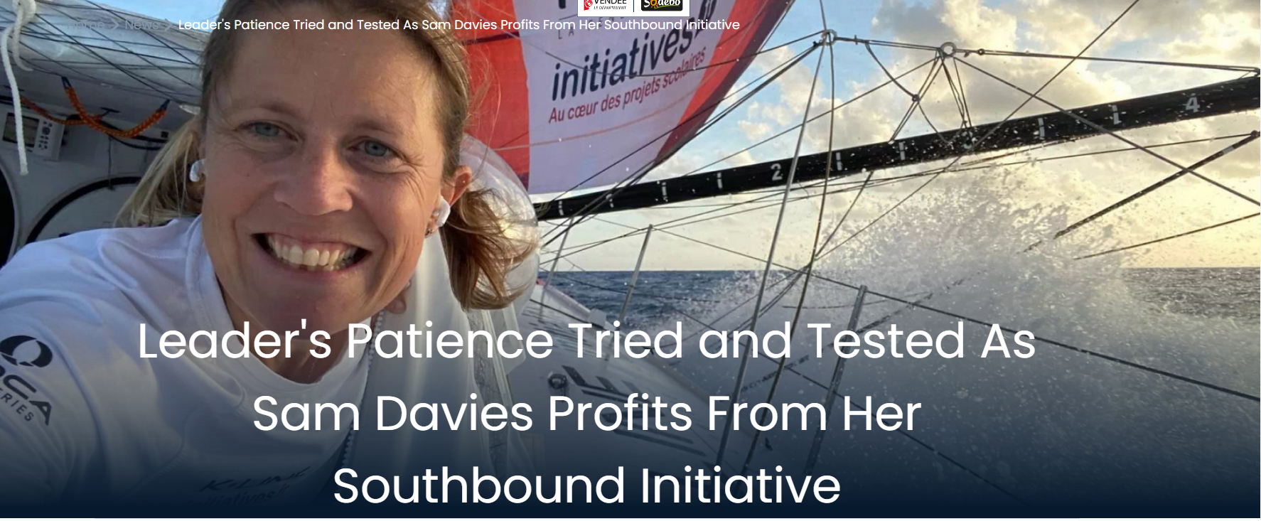Leader's patience tried and tested as Sam Davies profits from her southbound initiative