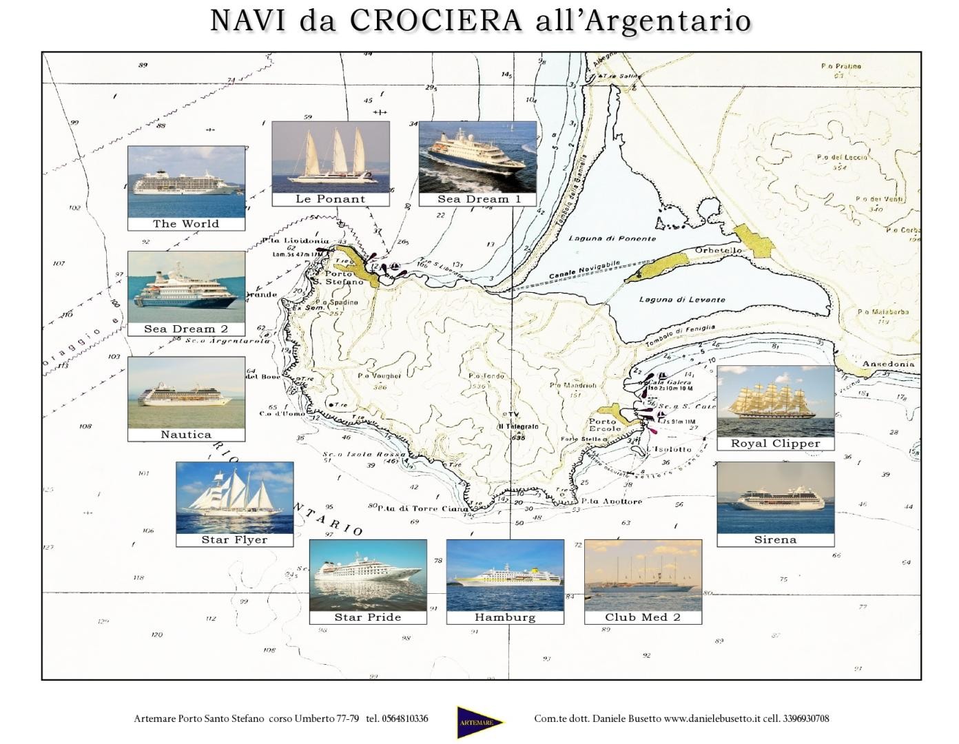 Mappa navi da crociera all'Argentario