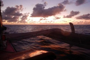 Some great content being sent from the sailors racing in the Route du Rhum-Destination Guadeloupe, including this sunset shot on board Réaute Chocolat