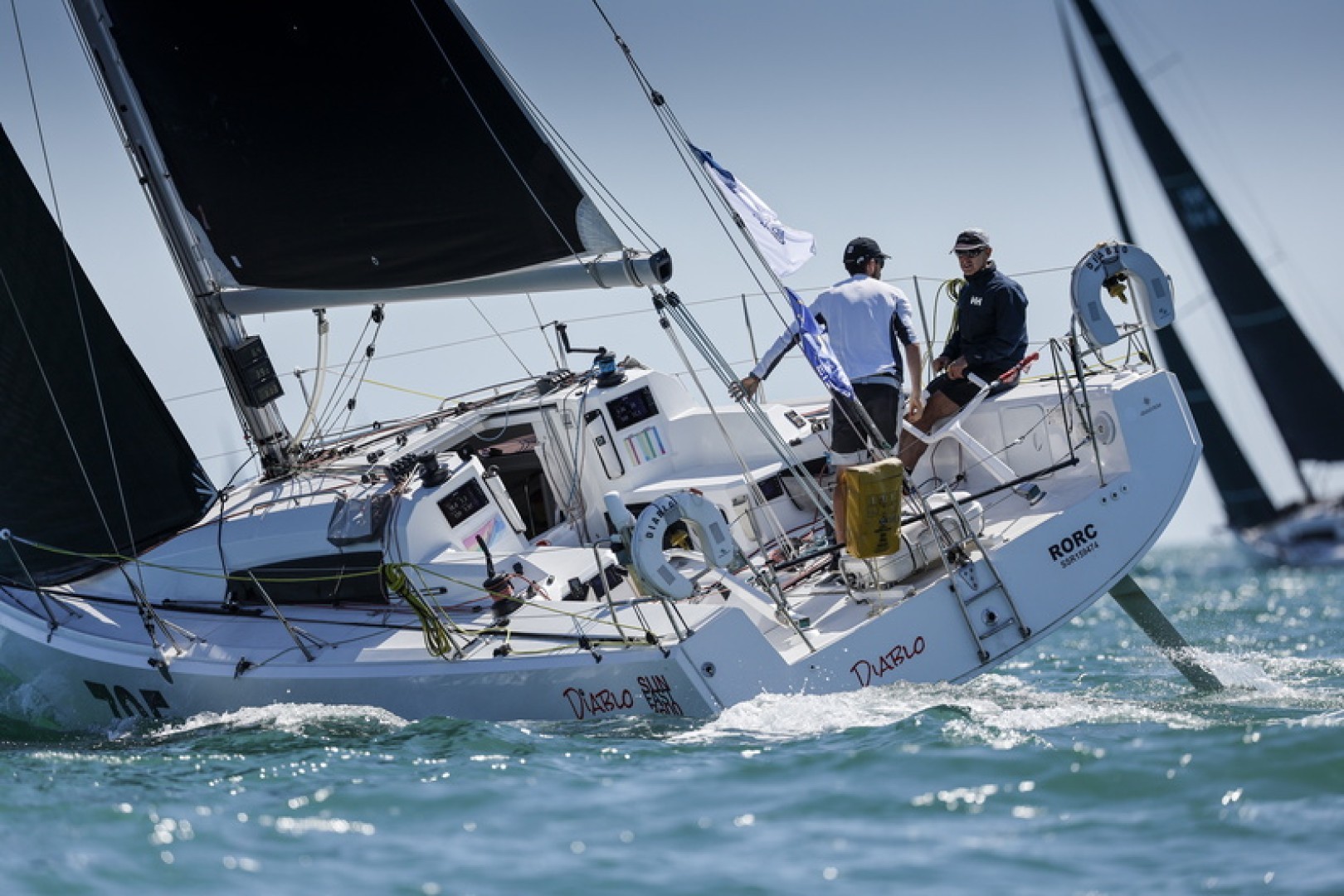 Nick Martin's Sun Fast 3600 Diablo, racing with Cal Finlayson continues to lead the ranking for the double-handed class in the Sevenstar Round Britain and Ireland Race © Paul Wyeth