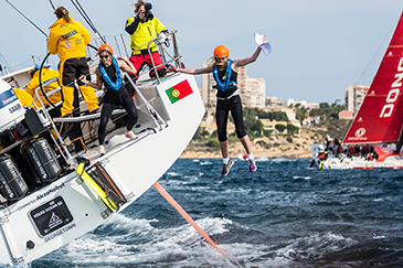 Guests enjoy the ‘leg jumping’ experience at the start of each leg in the Volvo Ocean Race.