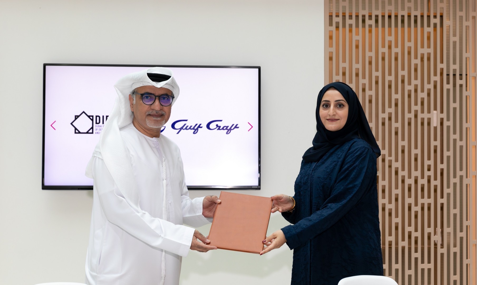 Left to right: Mohammed Abdullah, President of Dubai Institute of Design and Innovation (DIDI) and Abeer Alshaali, Deputy Managing Director, Gulf Craft