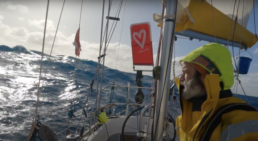Cape Horn was the high point of his voyage, now Michael has to deal with changing weather conditions, and sailing in an ocean he knows for the first time in months. Image: Michael Guggenberger / GGR