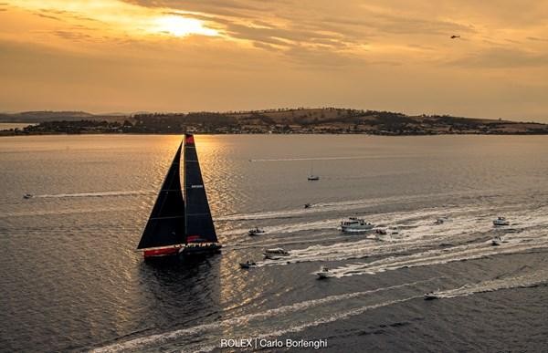  Comanche arriving to Hobart to claim Line Honours victory at the 2019 Rolex Sydney Hobart