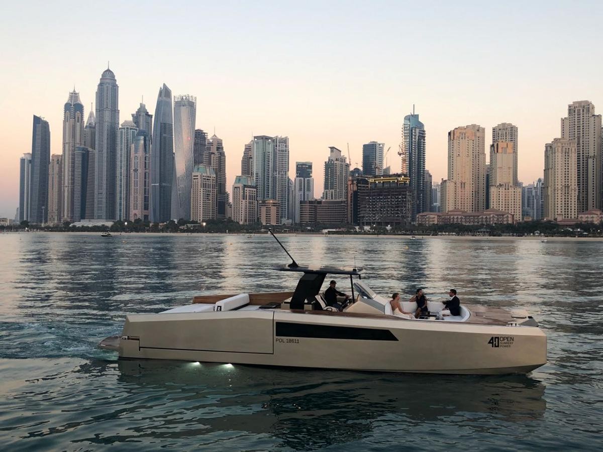 The 40 open Sunreef Power at the Dubai International Boat Show
