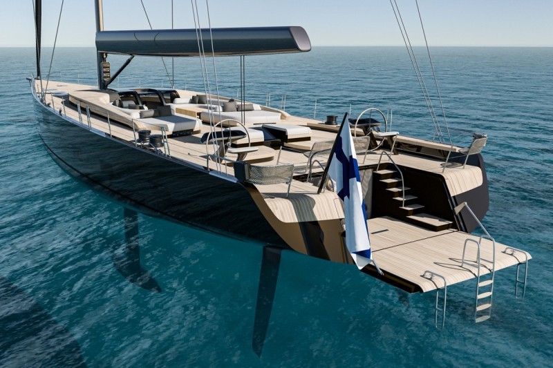  A standout feature of the Baltic 110 Custom is her multi-function transom which can work as a 'beach club' for swimming and diving, a boarding area and a retrieval ramp for the tender which stows in the stern 'garage'
