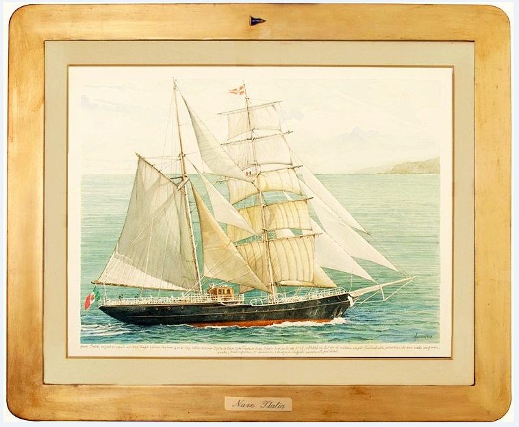 Il quadro di nave Italia donato dal comandante Daniele Busetto e da ARTEMARE Club all'unità