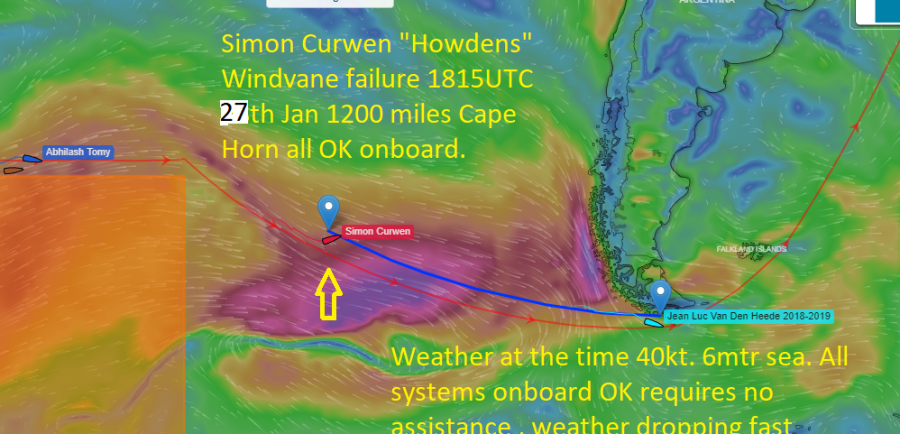 Major Windvane failure for GGR leader Simon Curwen on HOWDENS
