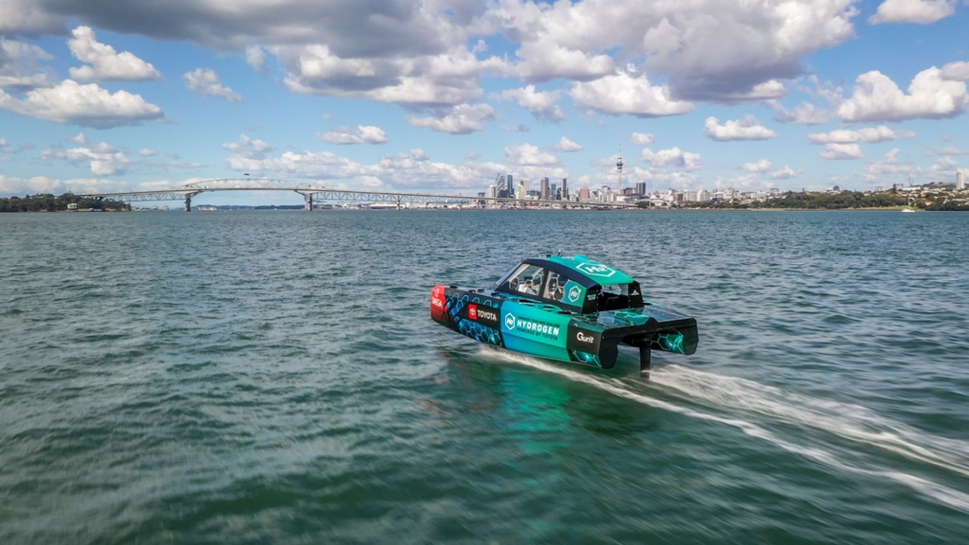 Emirates Team New Zealand take flight in hydrogen powered foiling chase boat